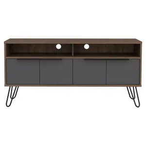 Wide screen TV unit with 4 doors, bleached oak and grey, Vegas range