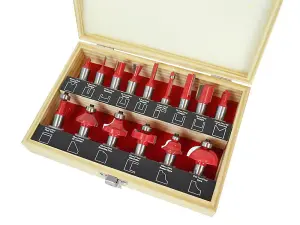 Faithfull  1/2in TCT Router Bit Set, 15 Piece FAIRBS15