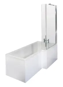 L Shape Right Hand Shower Bath Bundle - Includes Tub, Screen with Fixed Return & Front Panel - 1700mm