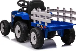 Blue R/C Twin Motor Tractor & Trailer - 12V Kids' Electric Ride On