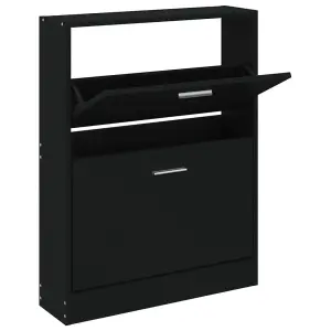 Shoe Cabinet Black 59x17x81 cm Engineered Wood