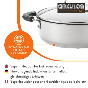 Circulon Total Silver Round Stainless Steel Induction Suitable Non-Stick Saucepan Set with Lids Pack of 3