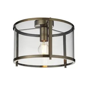 Luminosa Hopton Decorative Flush Ceiling Lamp Antique Brass