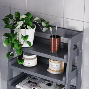 Hayle Matt Grey Wood Rectangular Wall-mounted Bathroom Shelf (D)20cm (H)53cm (L)20cm