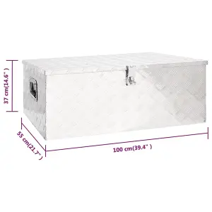 Berkfield Storage Box Silver 100x55x37 cm Aluminium