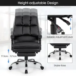 Costway Office Desk Chair Ergonomic Padded Reclining Chair W/Retractable Footrest