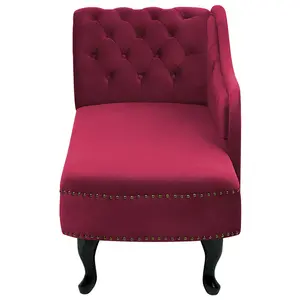 Left Hand Chaise Lounge Velvet Burgundy NIMES