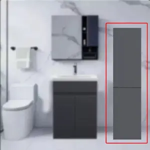 Handleless High Gloss Dark Grey 2 Door 1 Drawer Bathroom Storage Tall Boy Cabinet 1800mm