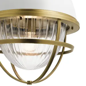 Luminosa Kichler Tollis Globe Pendant Ceiling Light Natural Brass & White