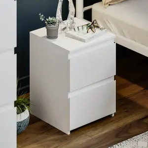 Cunha 2 Drawer Bedside Table White