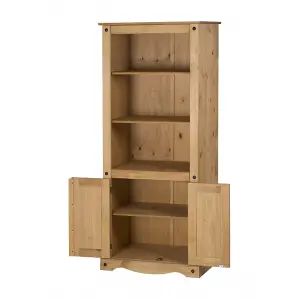 Mercers Furniture Corona 2 Door Bookcase  Display Storage Solid Pine with Mexican Styling