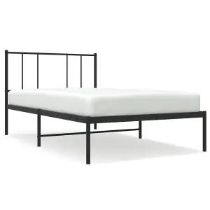 Berkfield Metal Bed Frame with Headboard Black 100x190 cm