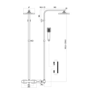 Square Black Thermostatic Overhead Shower Kit & Basin & Bath Filler Pack (Inc ALL Wastes)