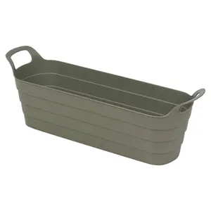 URBNLIVING 44cm Width 2 Pcs Herb Pots with Handles Plastic Flexi Planter Green Flower Box Recycled Troughs