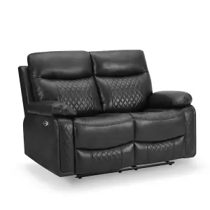 Carson 2 Seater Electric Recliner, Black Air Leather