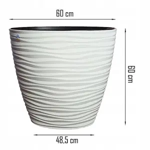 Large Tall Plant Pot Oval Ellipse Dunes Flower Indoor Garden Patio Planter White 60cm