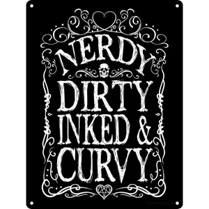 Grindstore Nerdy Dirty Inked & Curvy Mini Tin Sign Black (One Size)