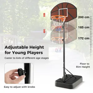 Costway Height Adjustable Basketball Hoop Kids Portable Basketball Goal System