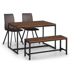 Tribeca Walnut Dining Table, Bench & 2 Monroe Chairs