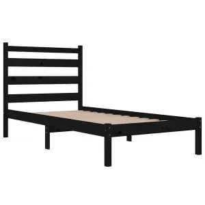 Berkfield Bed Frame Black Solid Wood Pine 100x200 cm