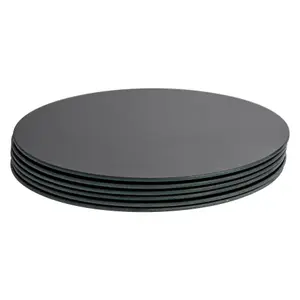 Harbour Housewares - Round Glass Placemats - 30cm - Black - Pack of 6