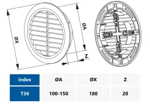 Awenta 100-150mm Adjustable Wall Ventilation Grille Cover with Anti Insect Net