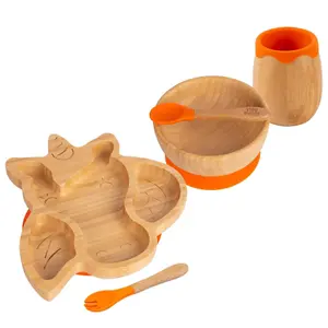 5pc Bamboo Unicorn Baby Weaning Set - Orange