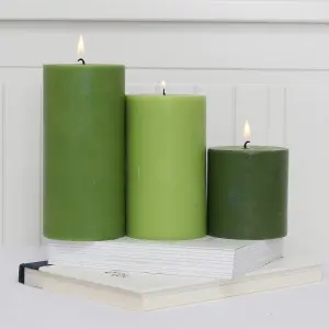 Pillar Candle Set of 3 Green Candles by Laeto Ageless Aromatherapy - FREE DELIVERY INCLUDED