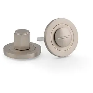 Industrial Hex Thumbturn & Release Lock - Satin Nickel - Bathroom Door WC