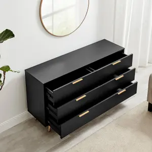 Furniturebox UK Ivala Black & Copper Effect Chest of 6 Drawers