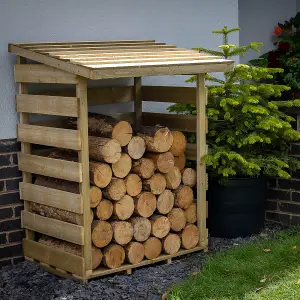 Forest Garden Compact Wooden 3x3 ft Pent Log store