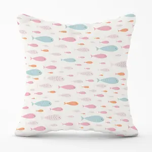 Hand Drawn Swimming Fish Outdoor Cushion 45cm x 45cm