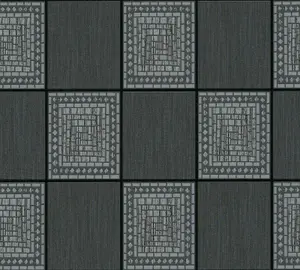 Mosaic Tiles Wallpaper Black Grey Silver Metallic Glitter Shimmer A.S Creation