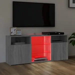 Berkfield TV Cabinet with LED Lights Grey Sonoma 120x30x50 cm