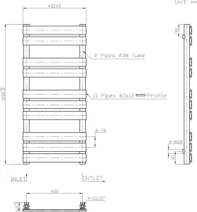 Right Radiators 1000x450 mm Designer Flat Panel Heated Towel Rail Radiator Bathroom Warmer Heating Chrome