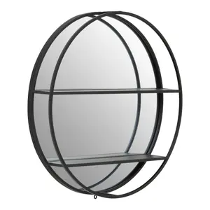 Interiors by Premier Avento Black Shelved Wall Mirror