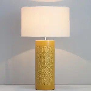 Inlight Dactyl Embossed ceramic Cylinder Ochre Table light