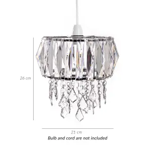 Innoteck Sparkly Ceiling Chandelier Drum Shade with Prismatic Acrylic Crystal Strips and Droplets