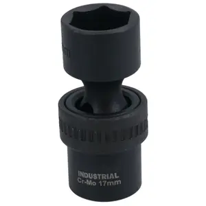 17mm 3/8in Drive Universal Swivel Wobble Metric Impact Shallow Socket