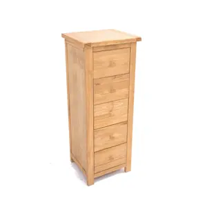 Lugo 5 Drawer Narrow Chest of Drawers Wood Knob