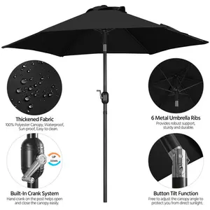 Market Parasol Black / 224cm H x 230cm W x 230cm D