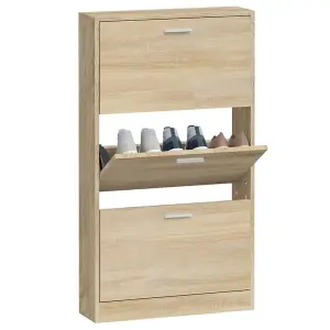 Berkfield Shoe Cabinet Oak 59x17x108 cm Engineered Wood