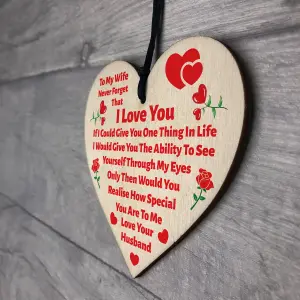 Red Ocean Gift For Wife Gifts Love Gifts For Wife From Husband Wood Heart Birthday Gift For Wife