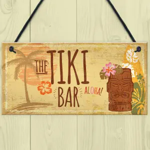 Red Ocean The Tiki Bar Party Hanging Bar Pub Plaque Cocktails Beach Garden Wall Sign Decoration Gift