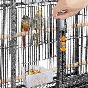 Yaheetech Black Mobile Metal Bird Cage w/ Detachable Stand Large