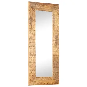 Berkfield Hand-Carved Mirror 110x50x11 cm Solid Mango Wood