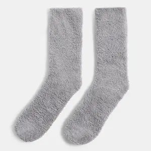 3 x Pairs of Fluffy Fleece Lounge Soft Ladies Socks, Grey, Blush, Cream