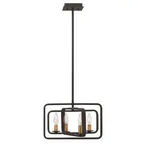 Elstead Quentin 4 Light Ceiling Pendant Chandelier Bronze, E14