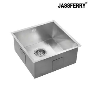 JASSFERRY Undermount Kitchen Sink Handmade 1.2mm Thickness Stainless Steel Single One Bowl 440 x 440 mm, with Overflow