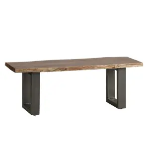 Grey Essential Live Edge Medium Sized Dining Table 1.5M Set 2 Chairs 1 Bench